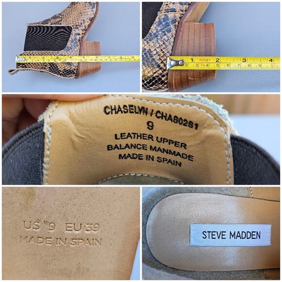 Snake Print Bootie Steve Madden Chaselyn Size 9 Brown Leather Ankle Chelsea Boot - Picture 7 of 13